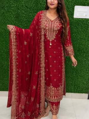 Festive Wear Red Kurta Set